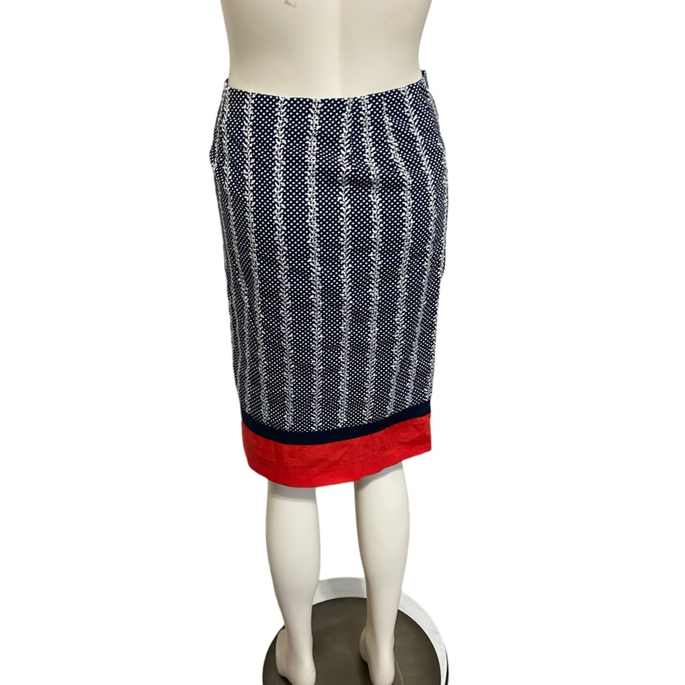 TALBOTS Red White Blue Polka Dot Embroidered Cotton Skirt 4 - Picture 2 of 6